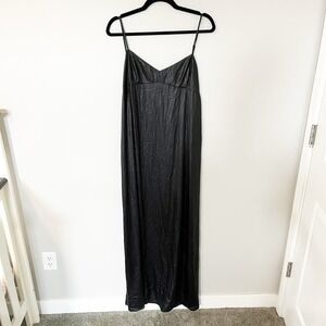 BCBG Max Azria Deanne long slip dress black sheen B775 Dress Size large